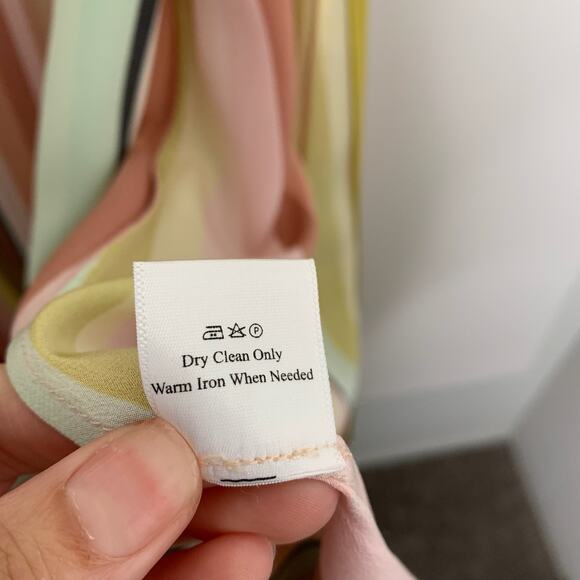 We Are LEONE Contrast Maxi Cardigan Striped Tie Dress Womens Large Medium Silk - Picture 14 of 16